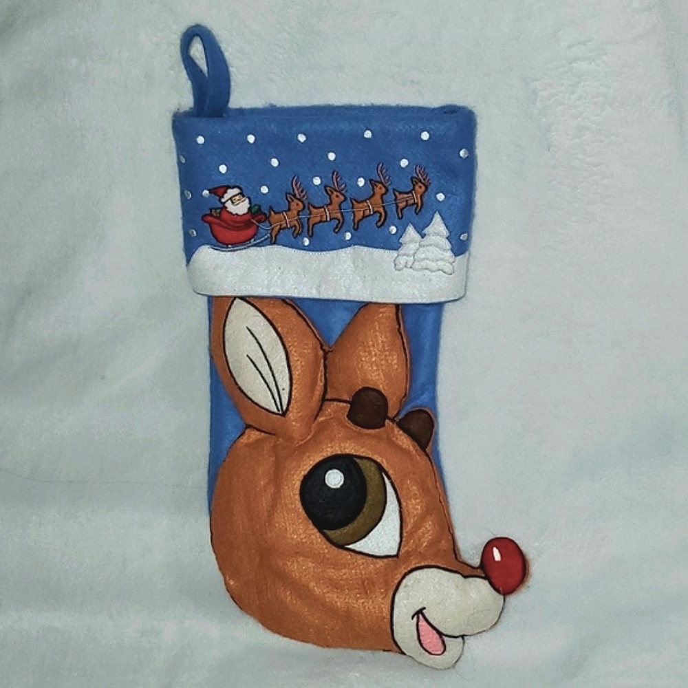 Rudolph the Red Nose Reindeer and Clara 3D Plush Felt Christmas Stockings - Picture 5 of 8